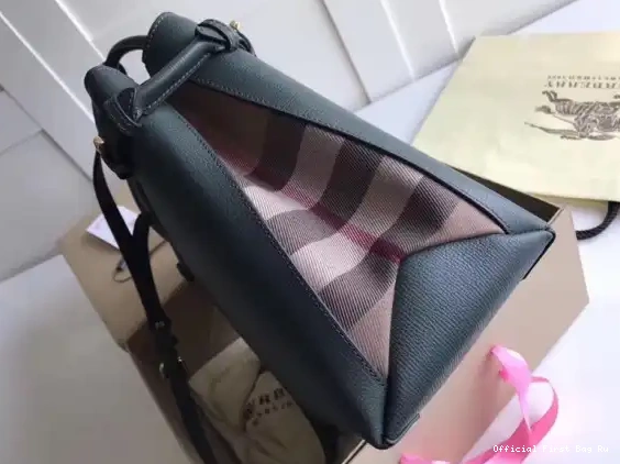 Official First Bag Ru in Check Medium Banner The Burberry and House Leather 0509
